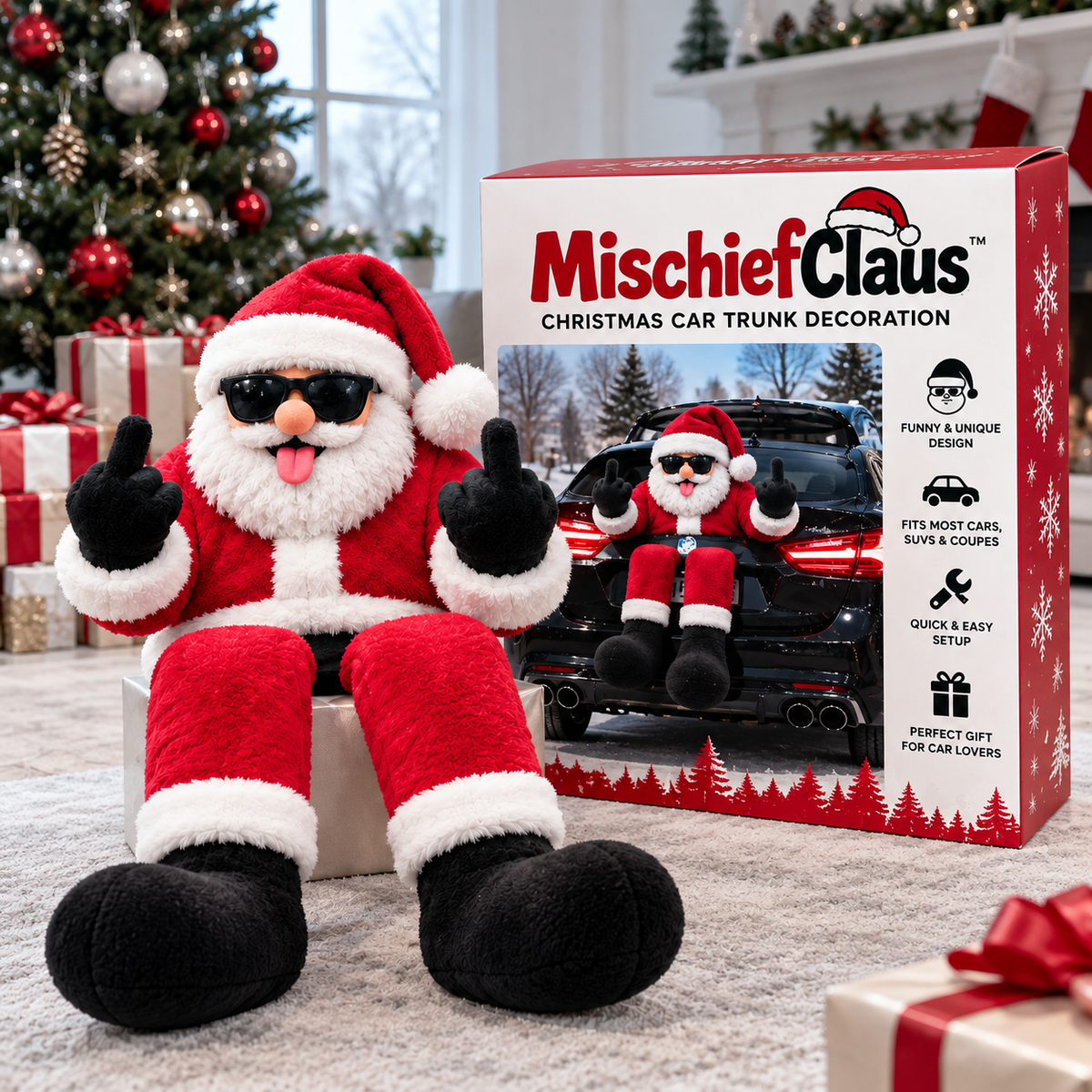 MischiefClaus™ Santa – Christmas Car Trunk Decoration