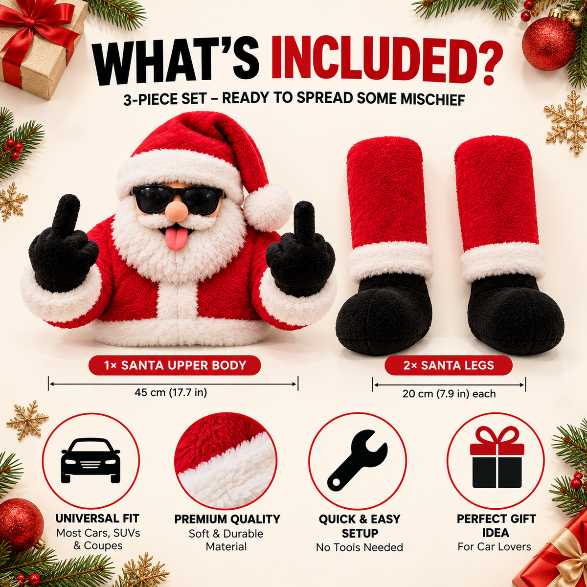 MischiefClaus™ Santa – Christmas Car Trunk Decoration